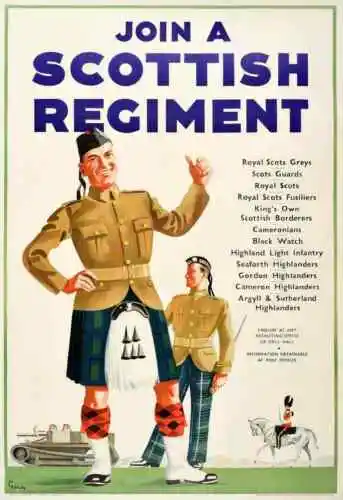 1pc Vintage Poster Join A Scottish Regiment Army Metal Sign Plaque Pub Bar Mancave