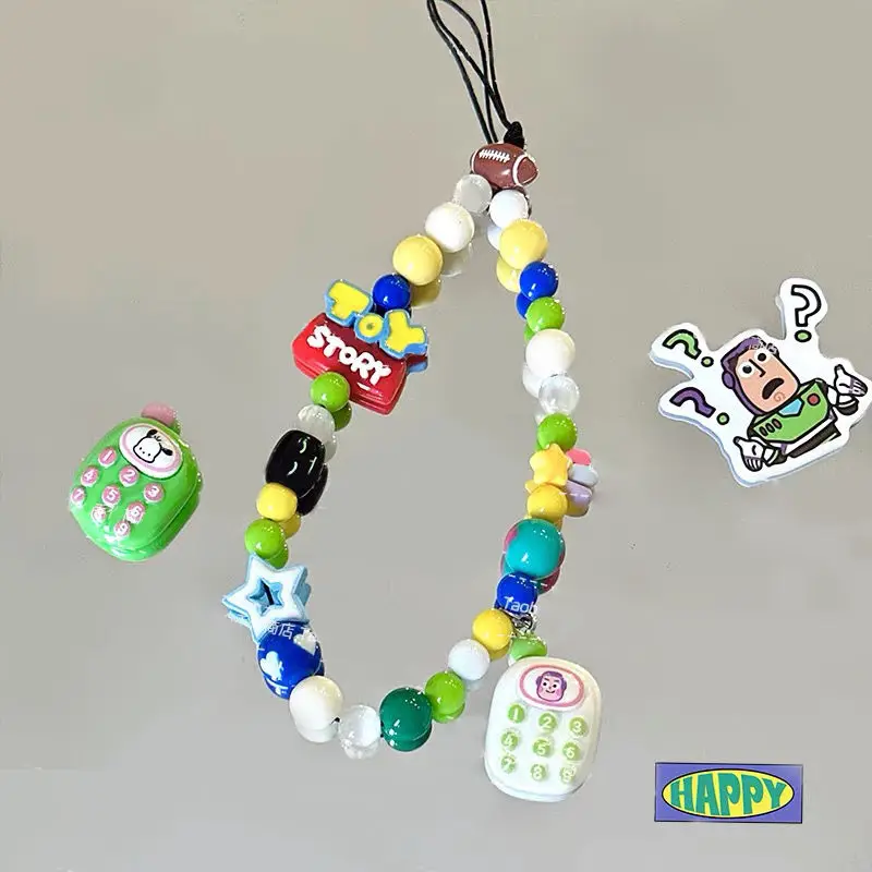 Disney Buzz Lightyear Cute Fashionable Exquisite Mobile Phone Cartoon Creative Camera Pendant Beaded Chain for Boys and Girls