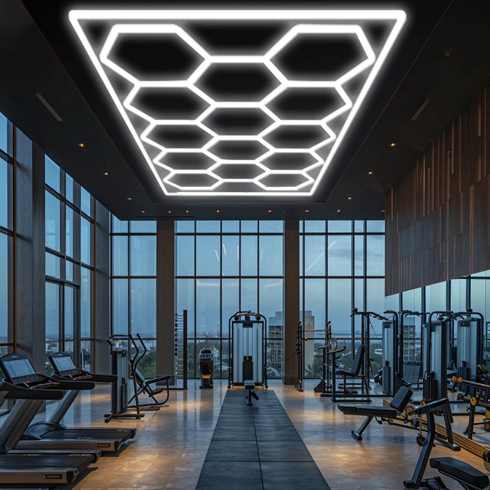 

Super Bright 6500K CCT Hexagonal LED Detailing Light Car Showroom AC Power Led Light Hexagon Ceiling Light for Bedroom