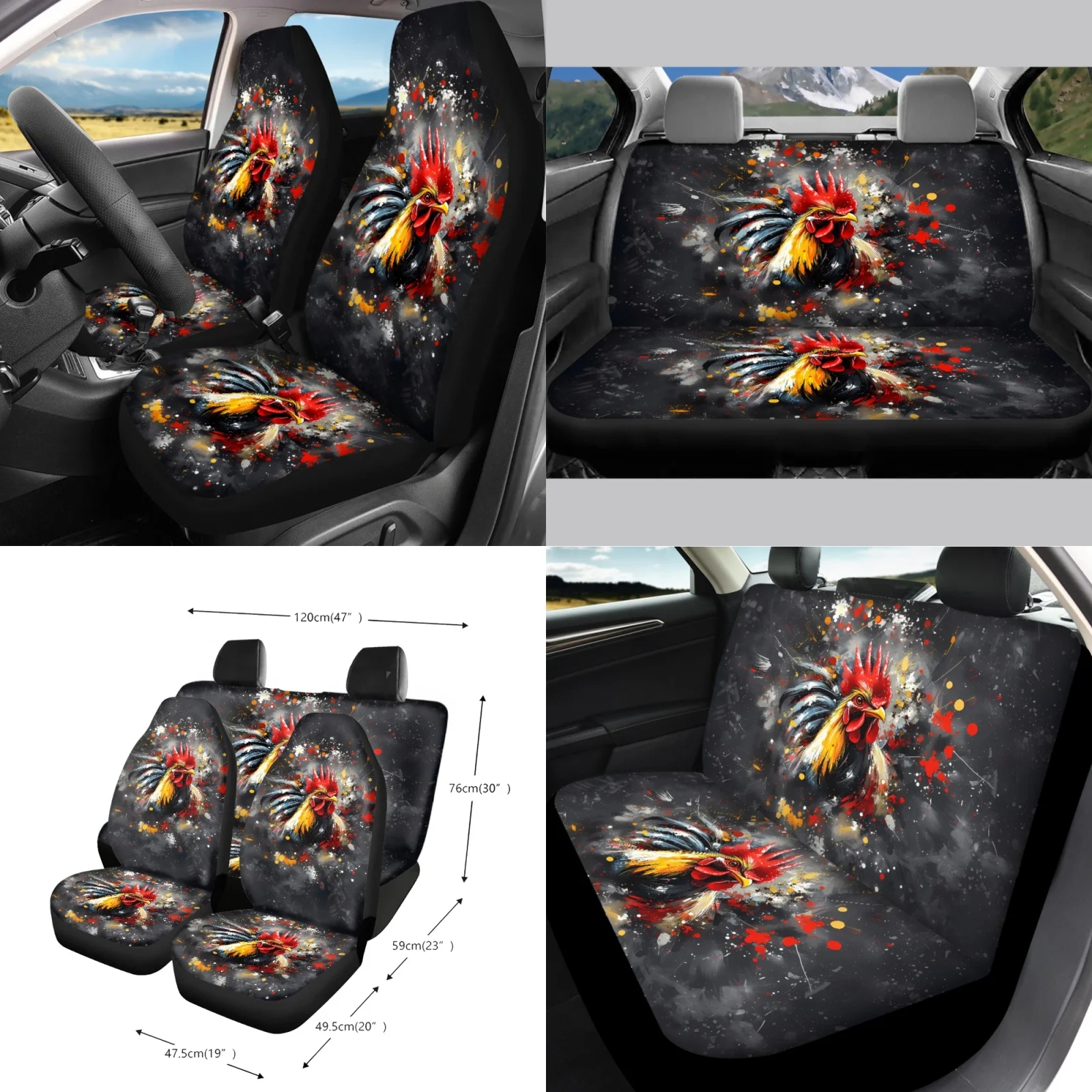 Coloranimal Rooster 15 Pack with Utility Car Garbage Bag and Keychain Holder for Automotive