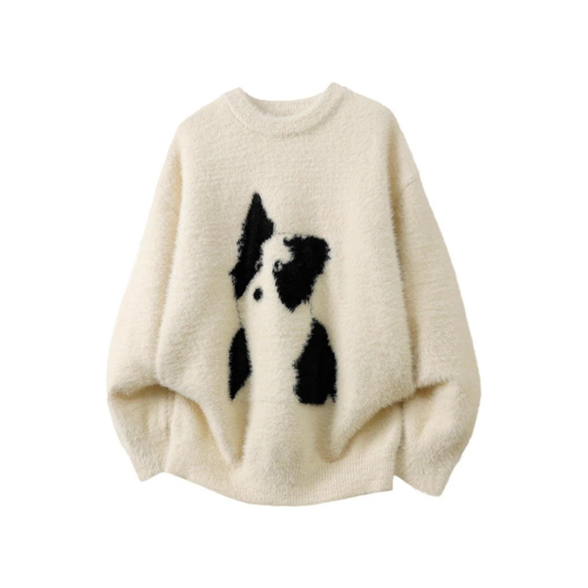 

Вязаный свитер с головой собаки в американском стиле Sle, мужской повседневный круглый зимний свитер для отдыха, внутренняя одежда для пары, длинная молния све