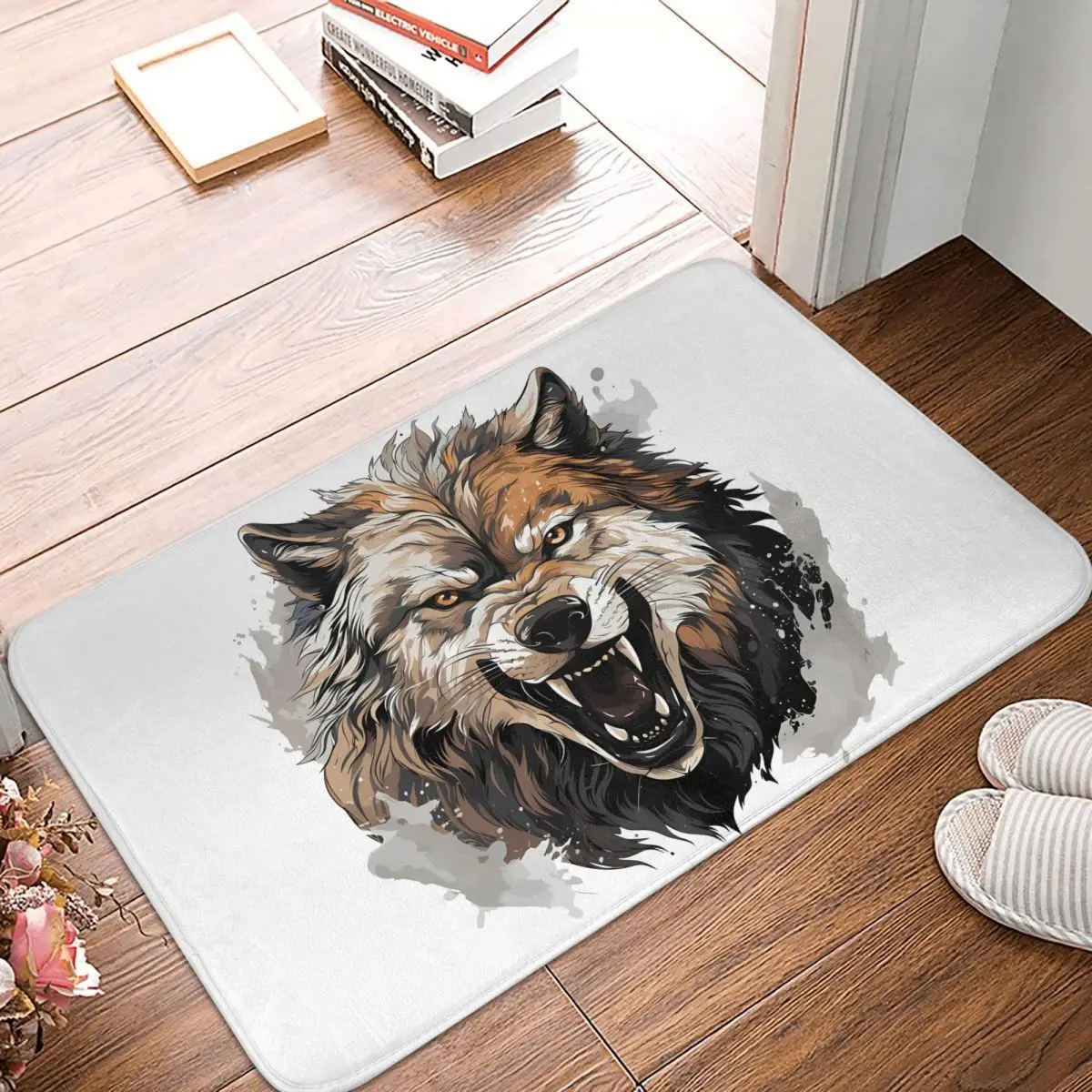 Twelve Zodiac Signs Anti-Slip Doormat Kitchen Mat Snarling Wolf Floor Carpet Entrance Door Rug Home Decorative