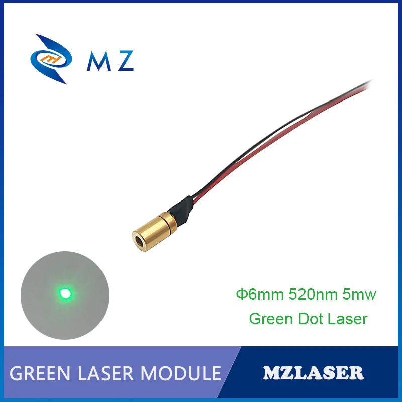 

Green Dot Laser Module Compact Mini D6mm 520nm 5mw Glass Lens Brass Shell Industrial APC Driven Spot Laser