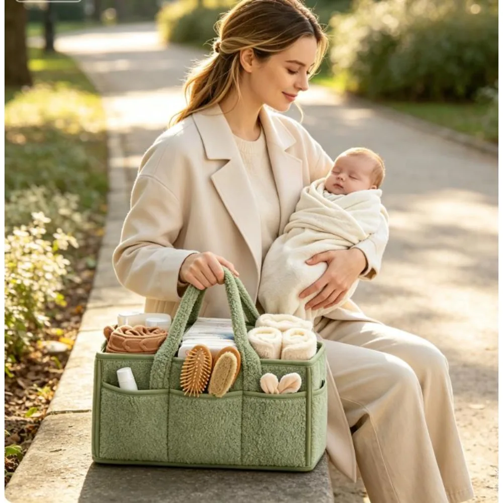 Foldable Portable Mommy Tote Bag Baby Diaper Organizer Storage Bag Cute Bear Travel Stroller Acc Pet Supply Handbag Gifts