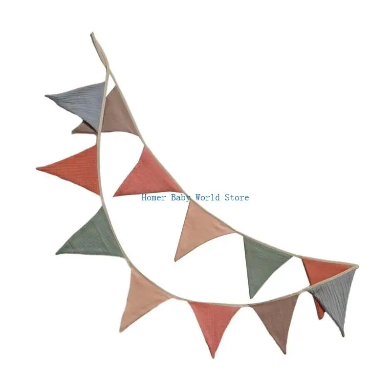 B2QD الوليد صورة الدعائم راية راية مثلث الرايات العلم متعدد الألوان الطفل جارلاند معلقة العلم راية لحفل الزفاف