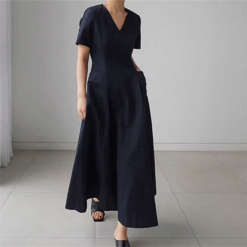 

Summer Fashion New Women's Dress Commuting High Street High Waist V-neck A-line Skirt