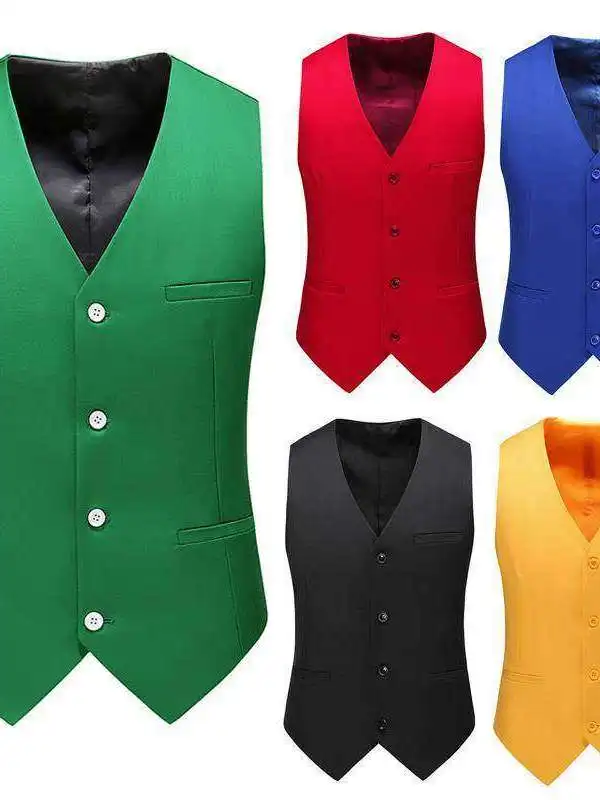 

Мужской облегающий жилет-майка из переработанной ткани RPET, однотонный, ярко-красный, модный городской стиль, V-образный вырез, теплый, для города