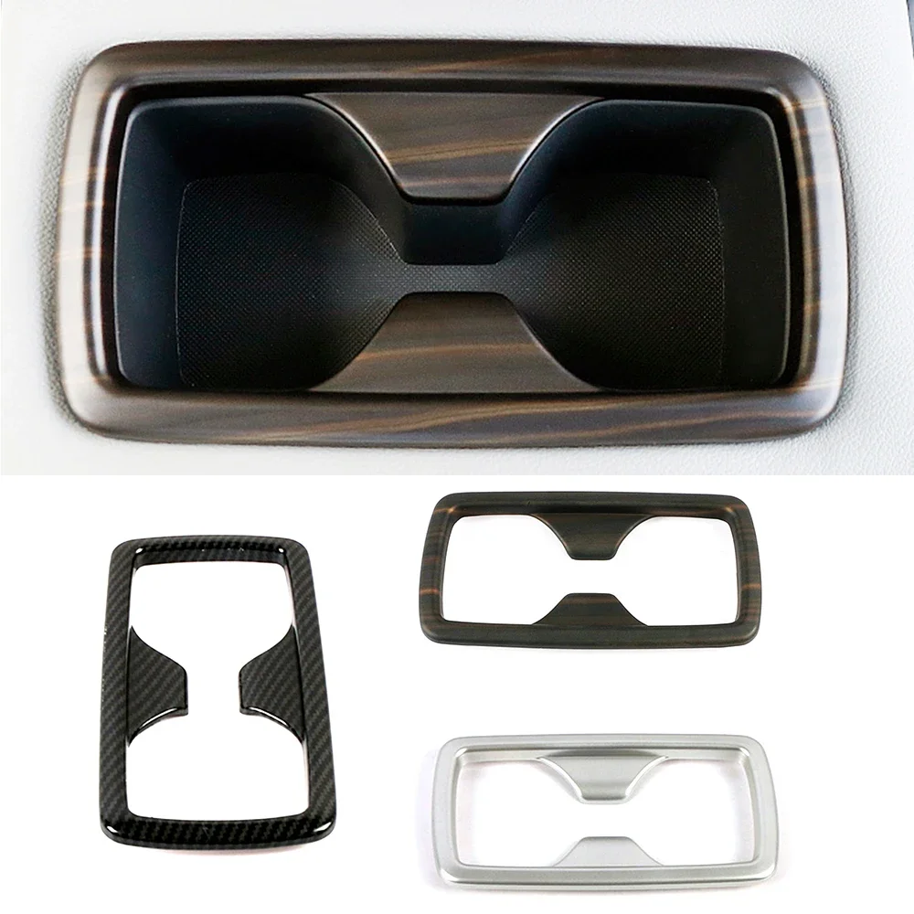 For Toyota Rav 4 Rav4 2019-2025 Rear Seat Water Cup Holder Cover Trim Carbon Fiber Printed Peach Wood Color Interior Moulding