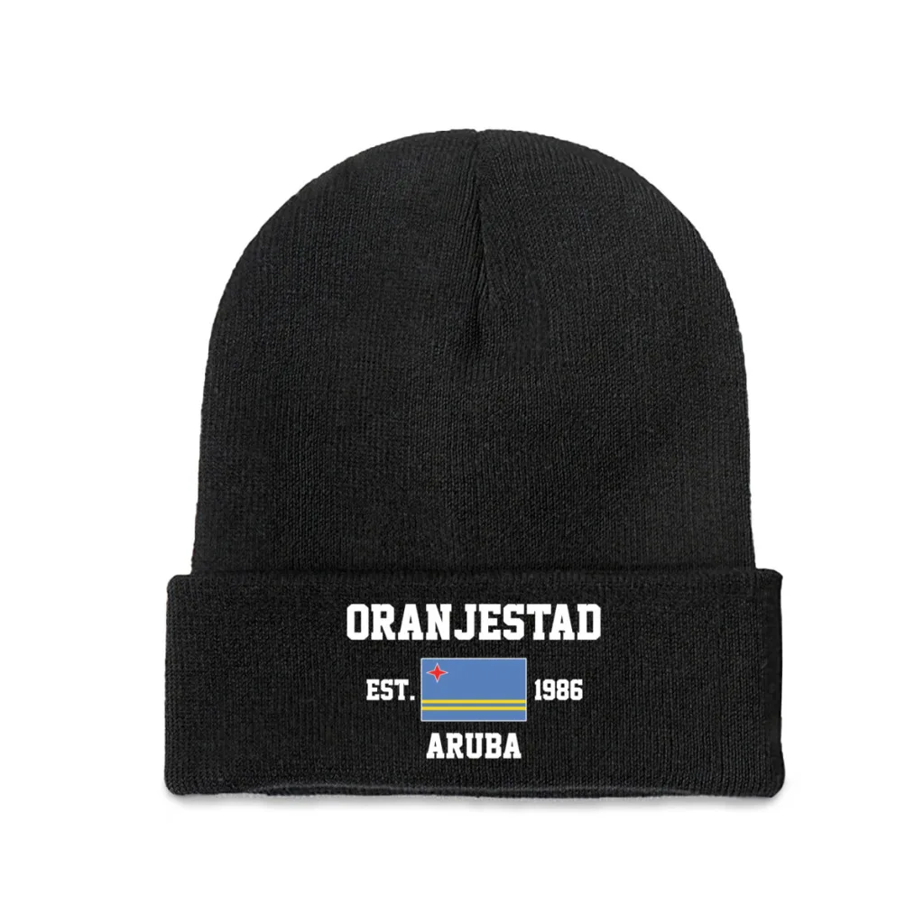 Aruba Est.1986 Oranjestad Capital Men Women Unisex Knitted Hat Winter Autumn Print Beanie Cap Warm Bonnet