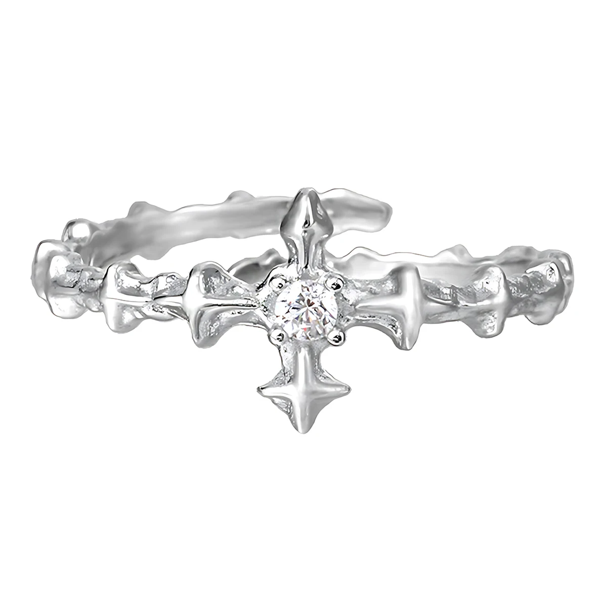 

Sterling Silver 925 Rings with Cross Premium Fine Jewelry Birthday Party Everyday Wear Women's Statement Rings