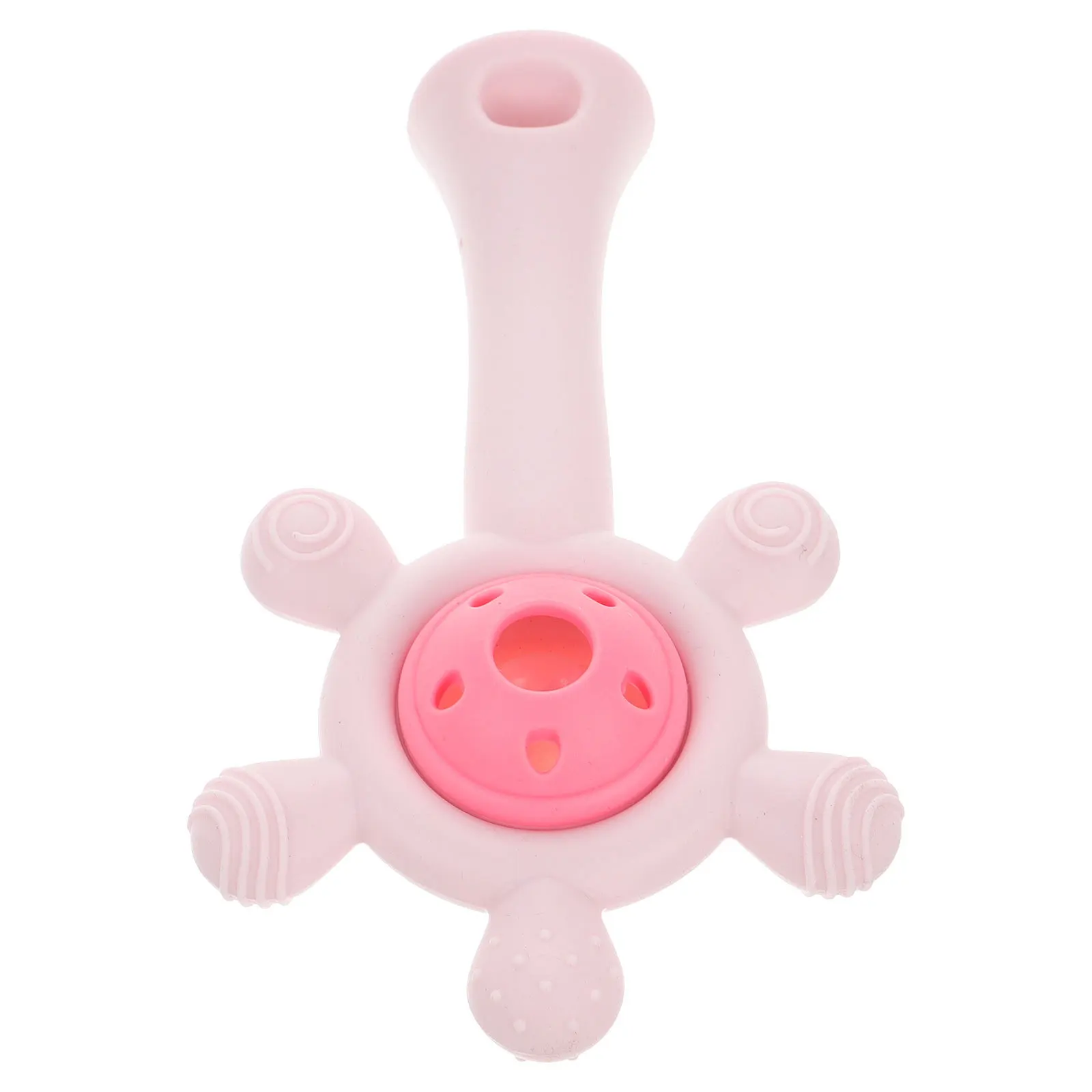 Baby Ferris Wheel Silicone Teether Rattle Pink Infant Hand Bell for Teething Relief Soft Safe Rattle Toddler Sleep