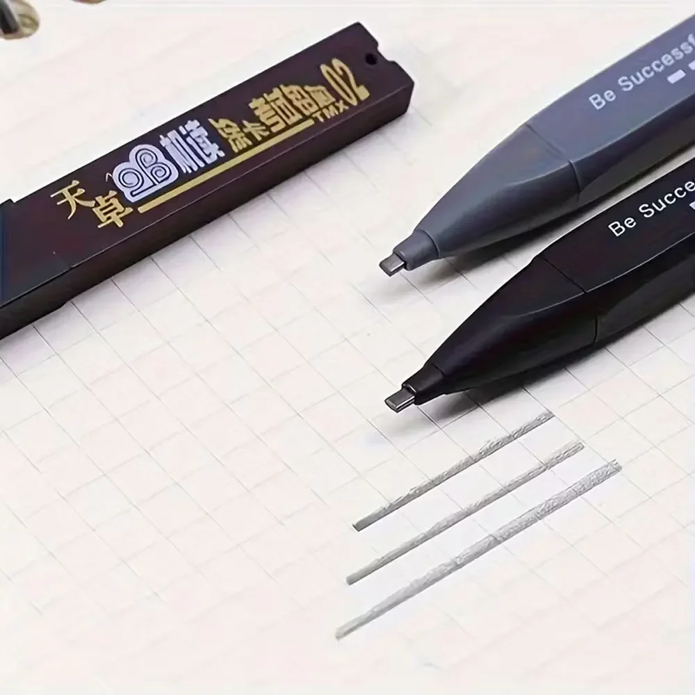 2B Automatisches Druckbleistift-Set, ausgestattet mit 6 schwarzen Minen, kein Anspitzen nötig, verschiedene Farben, Schul-Zeichenbedarf – Detail 5