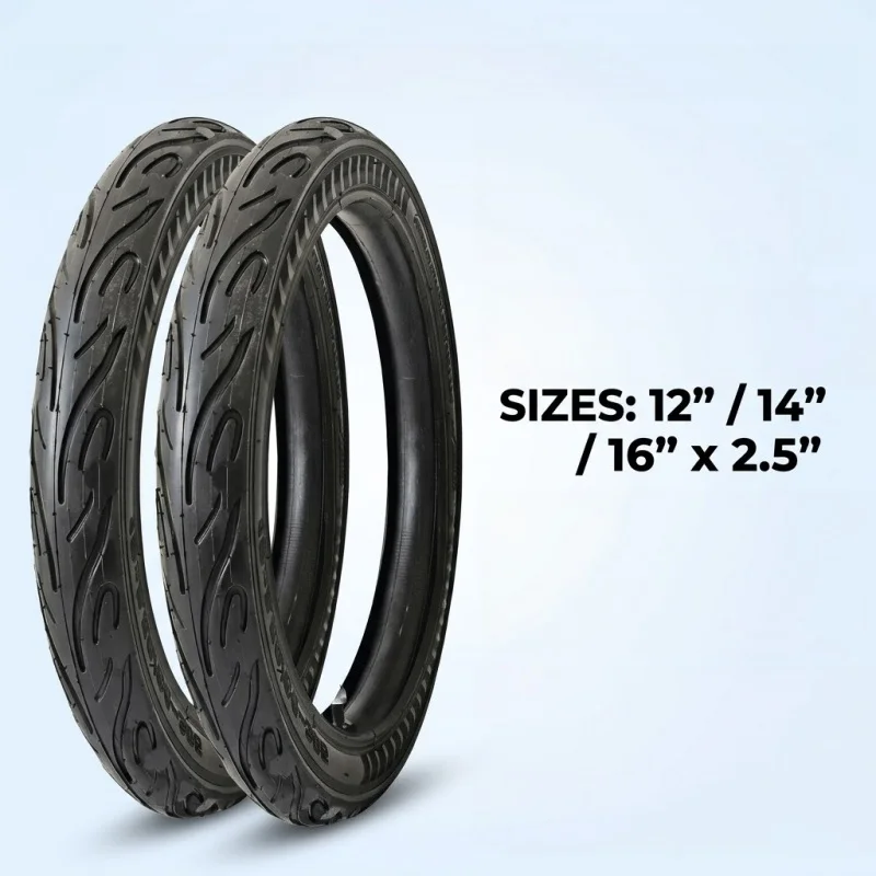 2Pcs 12/14/16x2.5 Kids Bike Tires Children Bicycle Tyres Balance BMX Anti-Slip C-Pattern Thick Rubber Cycling Parts Accessories