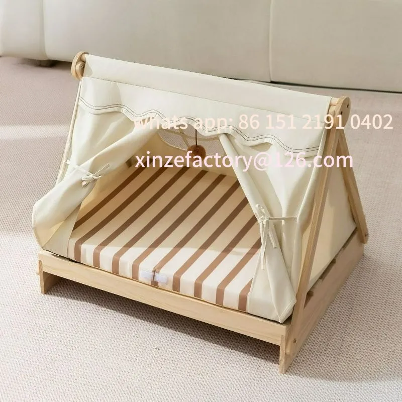 

Customizable cat nest Fully enclosed solid wood tent nest High foot off the ground Moisture-proof universal in all seasons