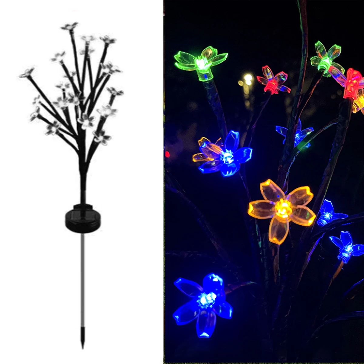 Solar Cherry Blossom Ground Lamp Light Sakura Garden Flower Led Lights Outdoor Landscape Waterproof Power Lighting Festival