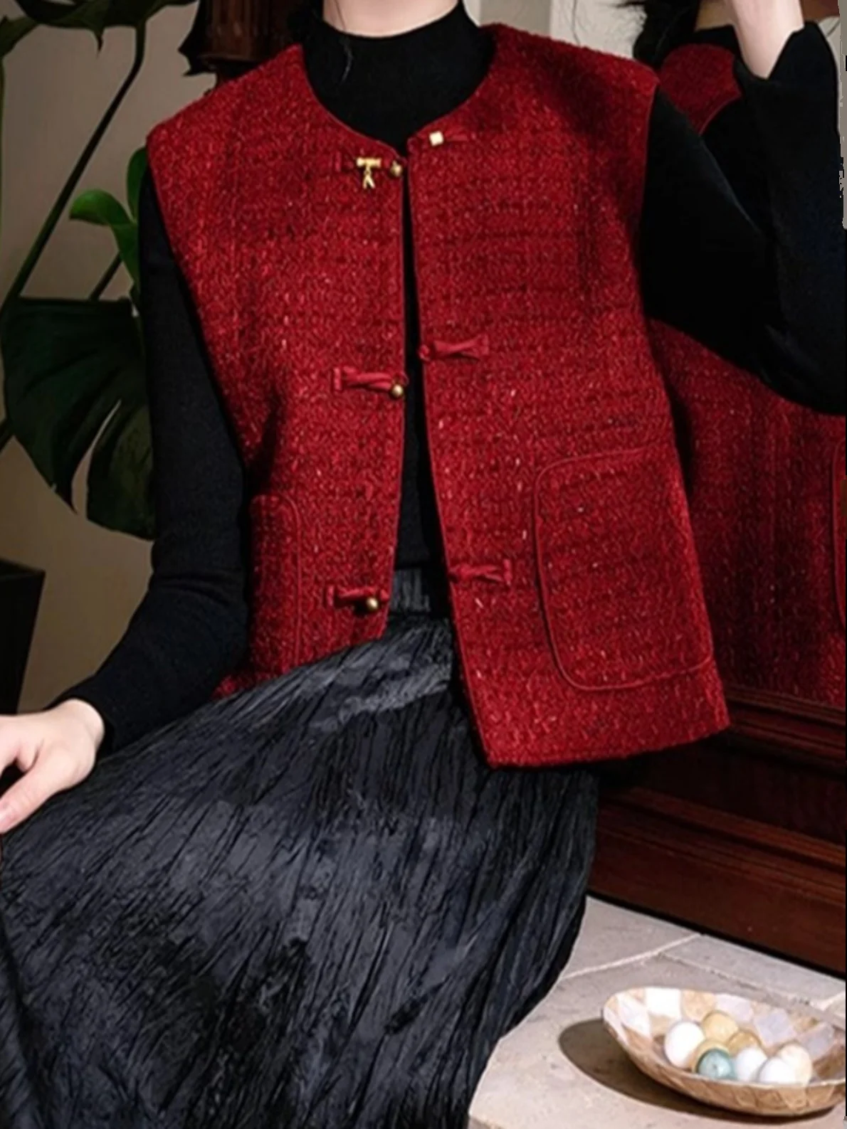 

Новый китайский жилет в национальном стиле, высококачественное шерстяное пальто с цветочным принтом, весенне-осеннее новое женское маленькое воротничное пальто...