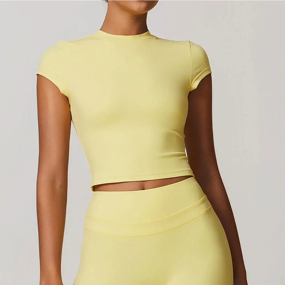 

Women Clothes Yoga Top Sport T Shirt Fitness Clothes Short Sleeve Yoga Shirt Gym Top Workout Running Active Wear Sport Top