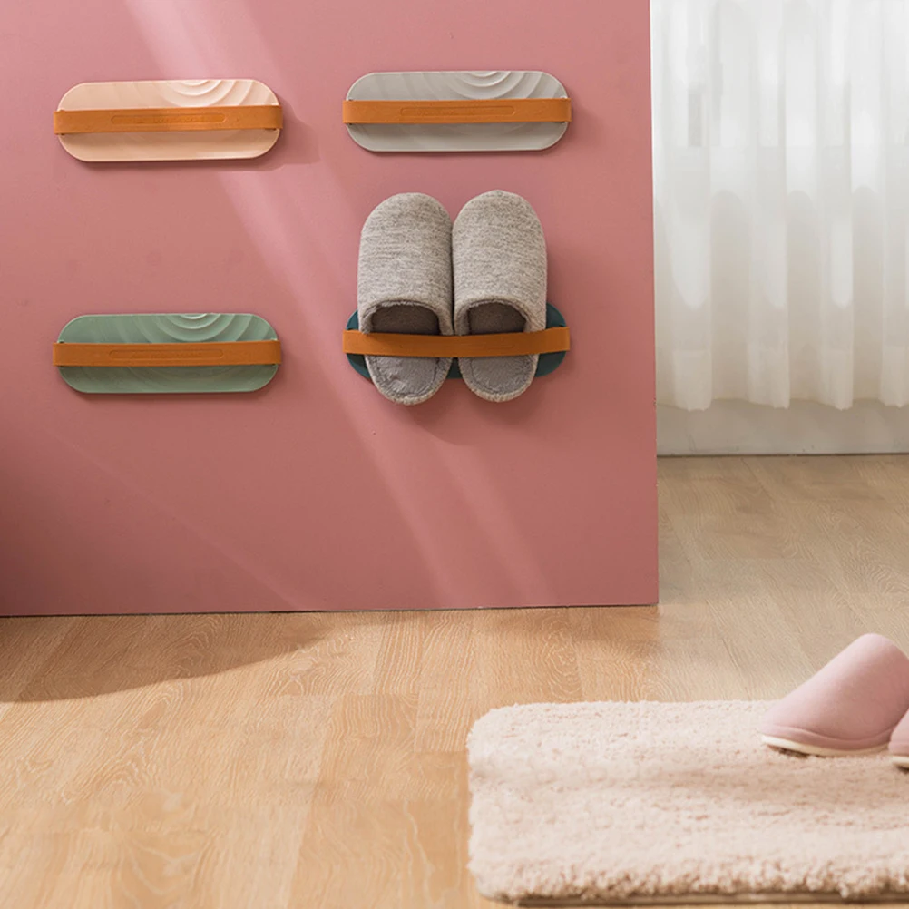 

2Pcs WallMounted Shoe Rack Storage ganizer Hanging Closet Shelf White MultiFunction PunchFree Draining Slippers Sneakers