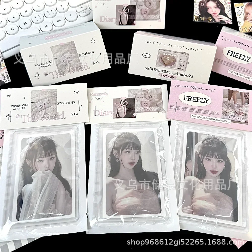 20Pcs Korean Ins Dream Ballet Cute Card Head / White Bag Kpop 3-inch Photocard Packing DIY Decor Chic Girl Selling Card Package