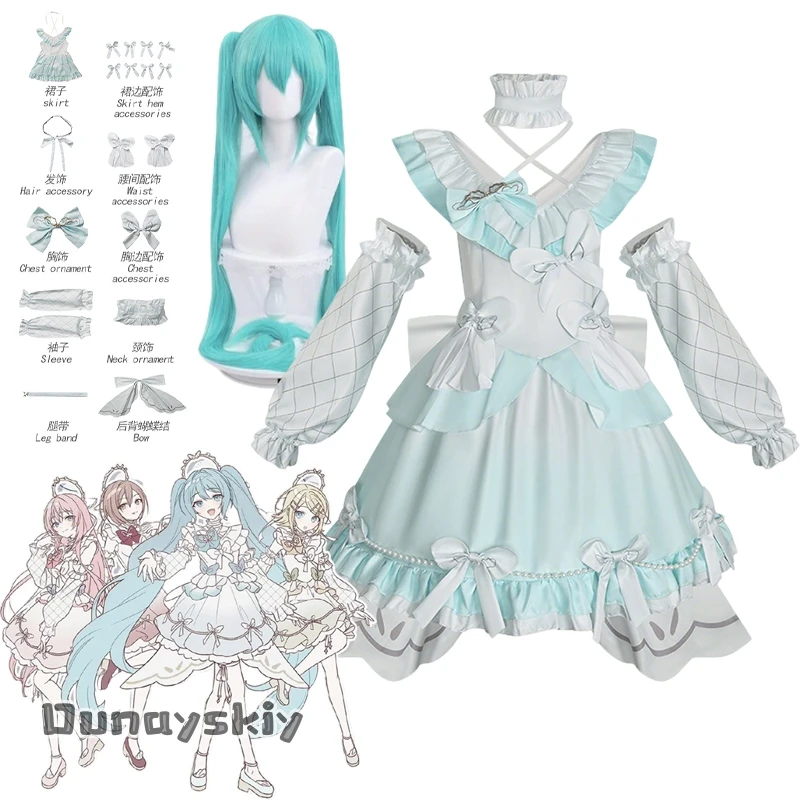 Anime PJSK disfraces de sirvienta Sexy MIKUUU azul dulce gato chica falda Lolita Halloween juego de rol disfraz camarera trajes de sirvienta