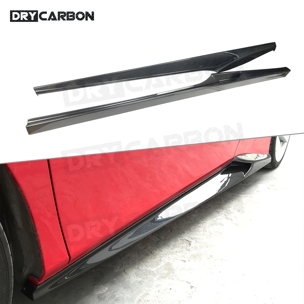 

Dry Carbon Fiber Car Side Skirts Bumper Extension Body Apron Lip for Ferrari 488 2015 - 2018 FRP Aprons Body Kits