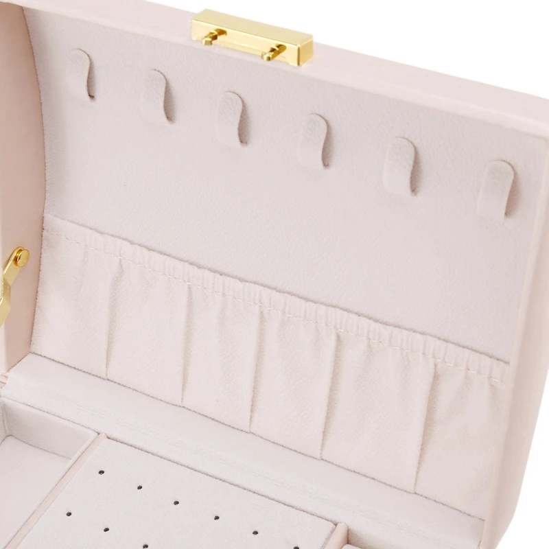 Women's Jewelry Box,3 Layer Medium Sized Jewelry Storage Box With Lock Portable Travel Jewelry Case For Bracelets Rings