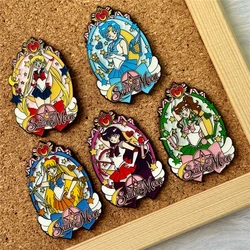 Anime Tsukino Usagi Mizuno Ami Aino Minako Hino Rei Kino Makoto Cosplay Metal Badge Pin Alloy Brooch Accessories