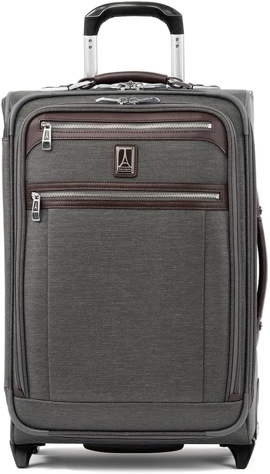 

Travelpro Platinum Elite Softside Expandable Carry on Luggage, 2 Wheel Upright Suitcase, USB Port, Men and Women, Vintage Grey,