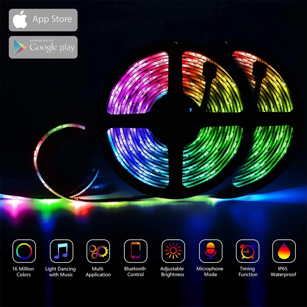 Smart Bluetooth APP Remote Control RGB 5050 LED Strips Ribbon 1M-5M Diode Tape DC5V USB LED Light Stripe Waterproof Backlights