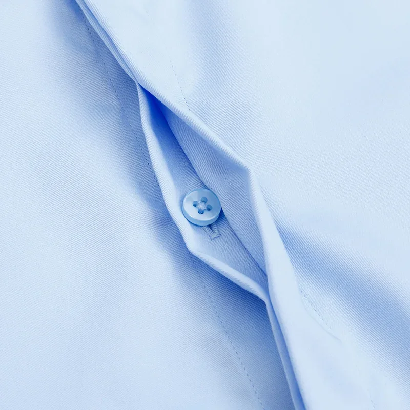 2026 Iron Free French Cufflink Long Sleeves Slim Fit 100% Cotton  Men\'s Concealed Buttons Solid Color High-end Wedding Dress