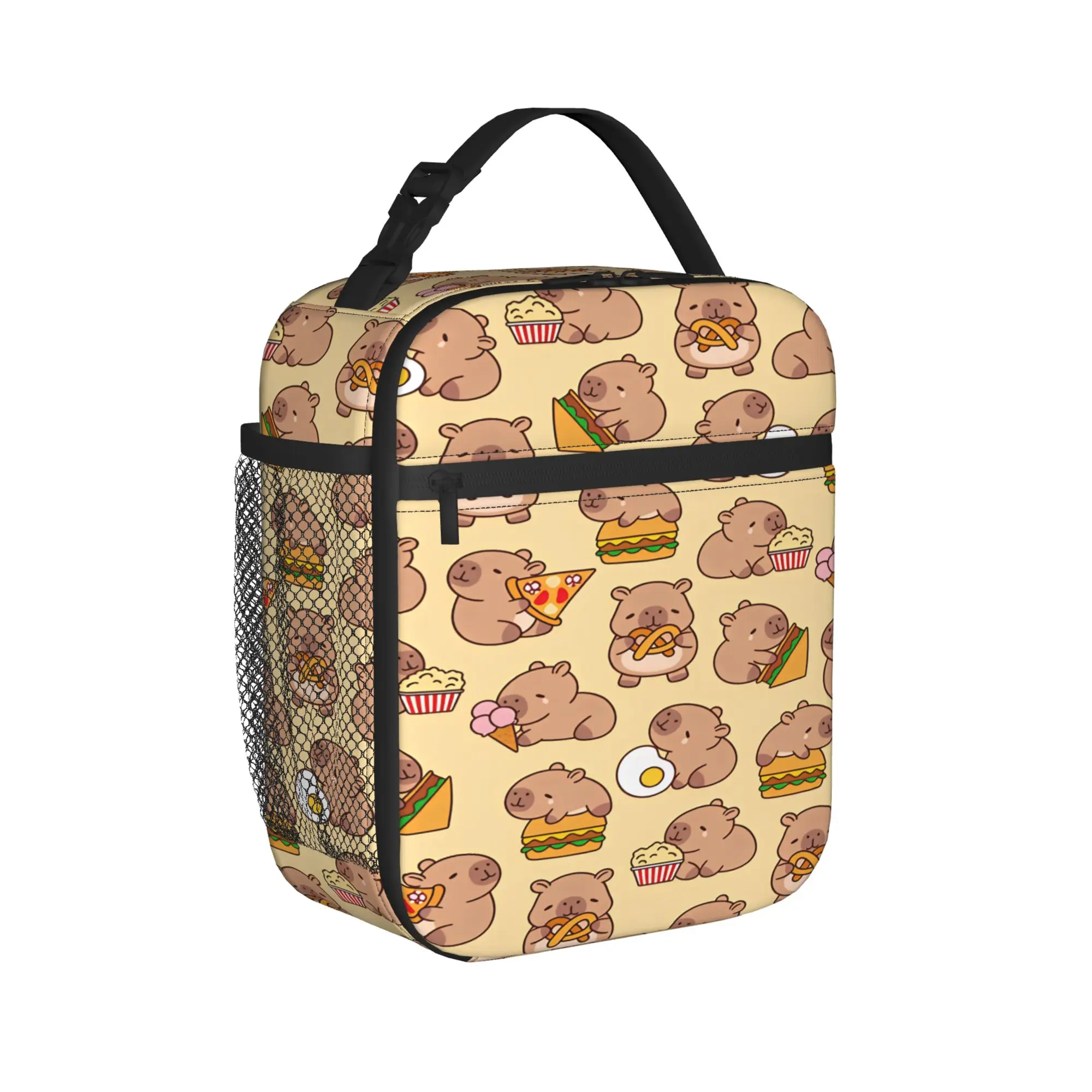 Capybara Cartoon  Lunch Bag  Outdoor Picnic Lunch Box For Child Vintage Print Tote Food Bags Waterproof Convenient Cooler Bag
