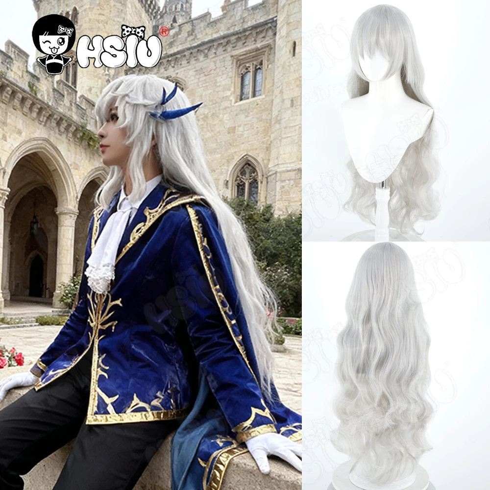Algalia Cosplay Wig Fiber Synthetic Wig「HSIU」 80CM Silver Long Wig Synthetic Wig+Wig Cap Game Library Of Ruina Algalia Cosplay