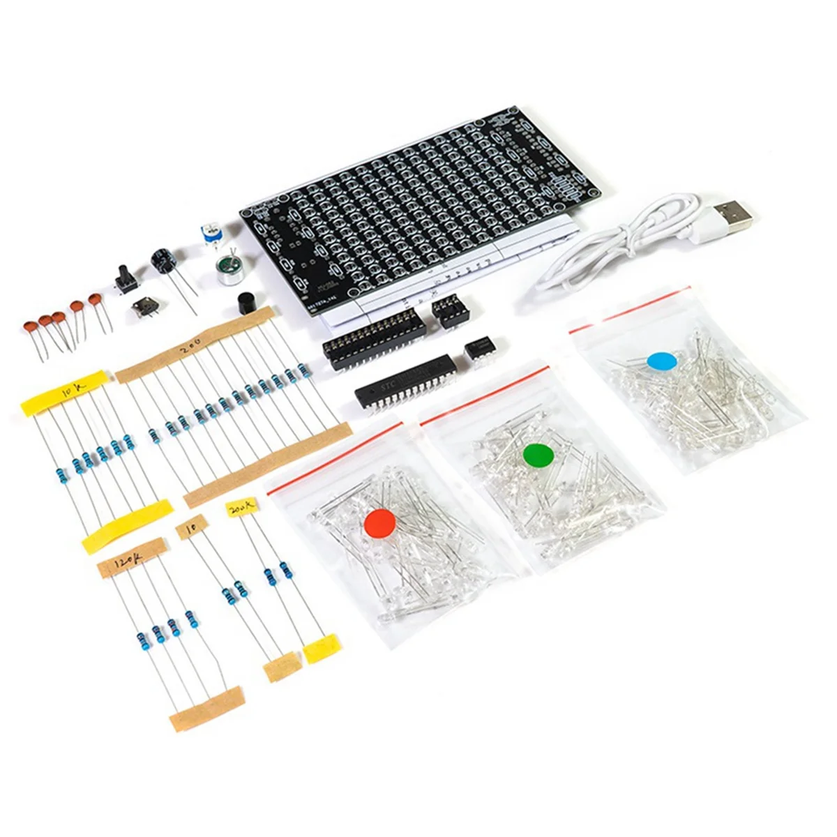 LED Music Spectrum DIY Kit Electronics Music Voice Control Multicolor Spectrum Soldering Project DIY Kit Without