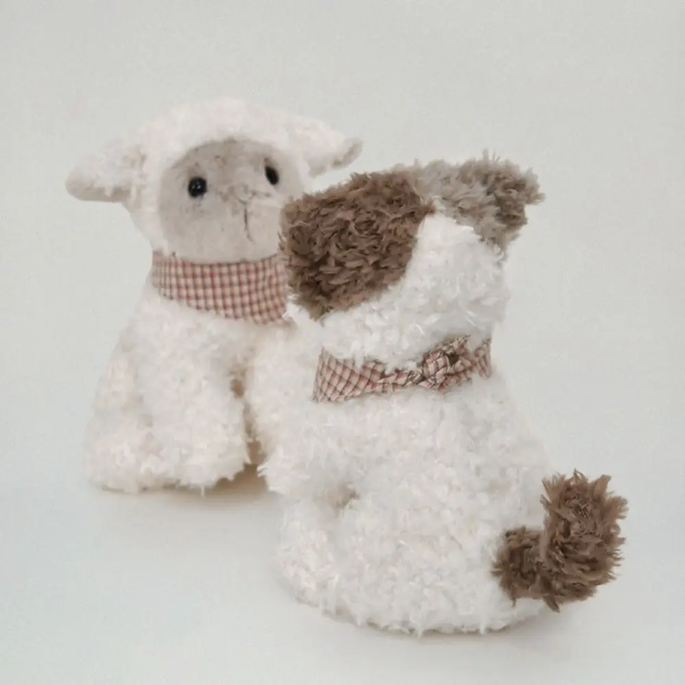 Cat Lamb Farm Animals Interactive Fluffy Stuffed Dog Cat Lamb Doll Soft Collection Curly Haired Dog Doll Birthday Parties