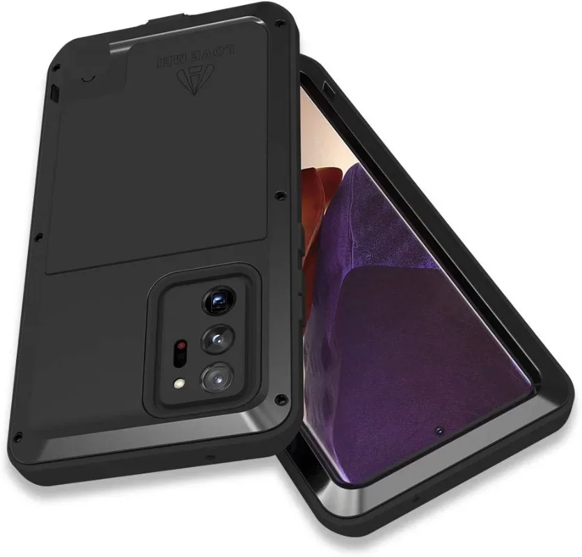 The heavy-duty shock-proof Military LOVE mei aluminum metal case fits the Galaxy Note 20 Ultra's rugged full-body defense cover