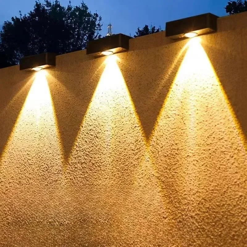 Imagem -05 - Impermeável ao ar Livre Solar Led Wall Light Pátio e Varanda Lâmpada Jardim Atmosfera Luzes Varanda Decorativa Lavagem Led