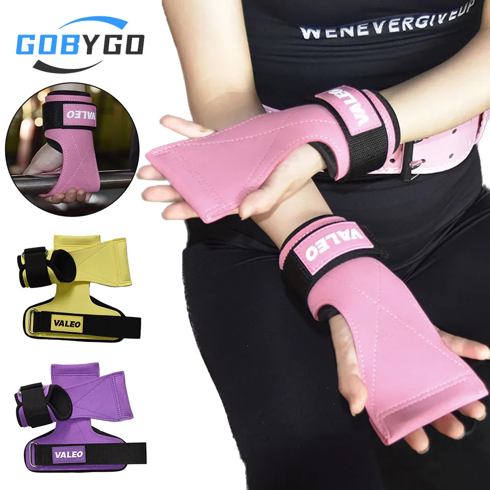 GOBYGO 체육관 손바닥 장갑, 단단한 조절 가능한 힘 훈련 그립 지지대 손목 밴드, 풀 업 벤치 프레스 하드 풀 업 밴드, 1 쌍
