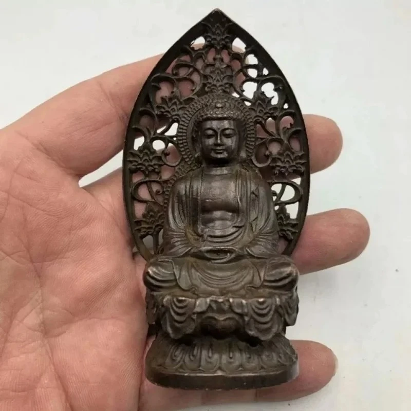 

9Cm Buddhism Antique Bronze Carved Sakyamuni Amitabha Tathagata Buddha Statue