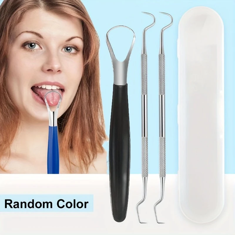 

Stainless Steel Tongue Teeth Cleaning Set with Scraper Odorless Personal Care Kit for Fresh Breath,Durable Oral Hygiene Tools