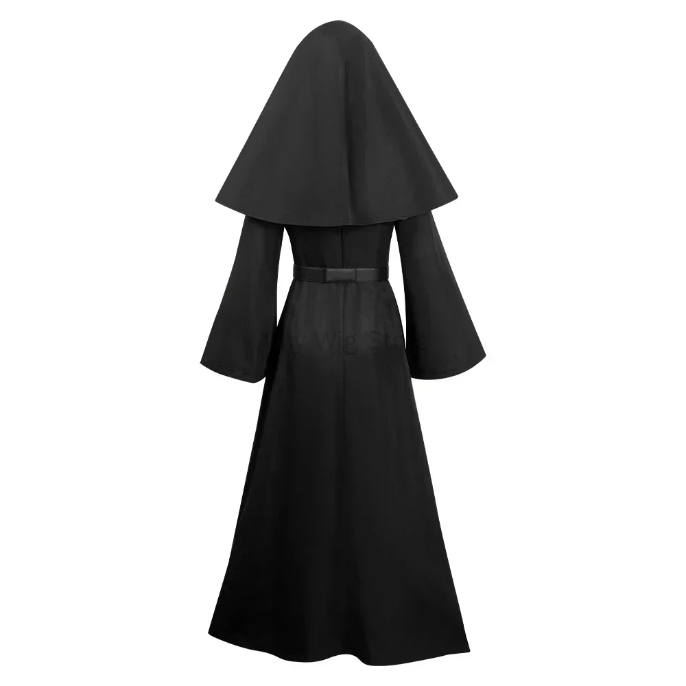 Nun Costume for Women Scary Halloween Costumes Plus Size Nun Outfit for Party Unisex Men Priest Cosplay Long Dress Adult Ghost view 4