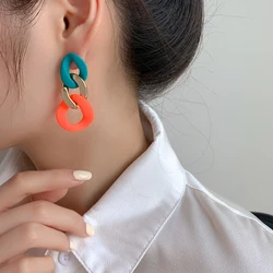 Resin Acrylic Earrings For Women Trend Statement Earings Bohemian Jewelry Colorblock Earrings Wedding Party Jewelry
