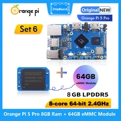 Orange Pi 5 Pro 8GB Ram + 64 GB modulo eMMC RK3588S LPDDR5 Wifi5.0-BT5 scheda di sviluppo M2.0 supporto SSD Orange Pi 5Pro