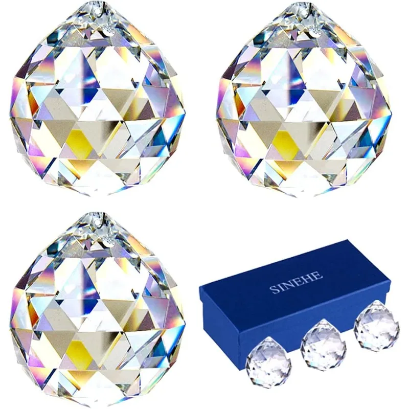 

Clear Crystal Prism Ball Suncatchers Window Prisms Suncatcher, 40MM / 6 Pack