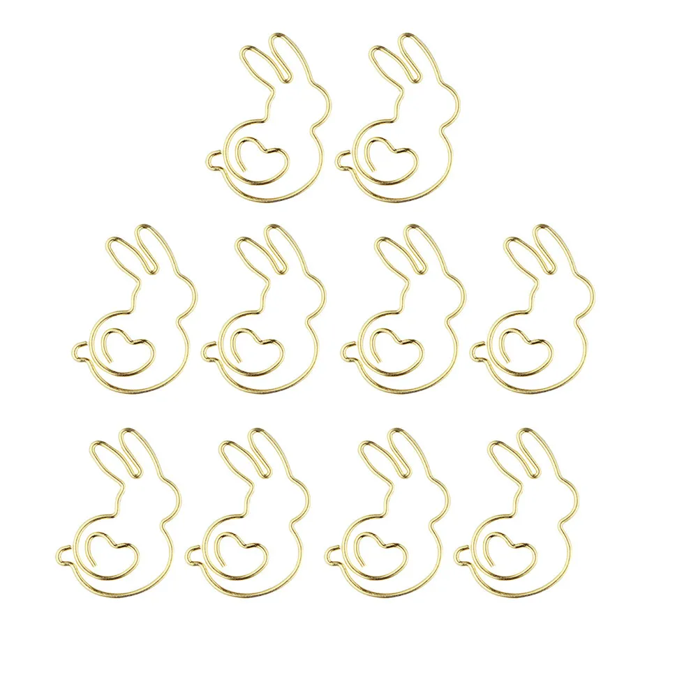 10pcs/Box Paper Clips Kawaii Rabbit Shape Metal Clips Memo Ticket Clip Bookmarks Marking Clips Office Shool Stationery Supplies