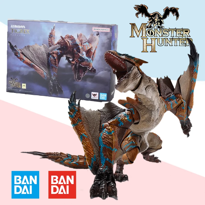 

Bandai Original box S.H.MonsterArts SHM Monster Hunter TIGREX full action anime model kit finished toy gift for kid