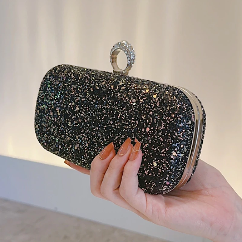 Mini-Clutch mit Glitzer-Pailletten, elegante Abend tasche, Umhängetasche mit Schulter (7.2 ''x 5.1'')