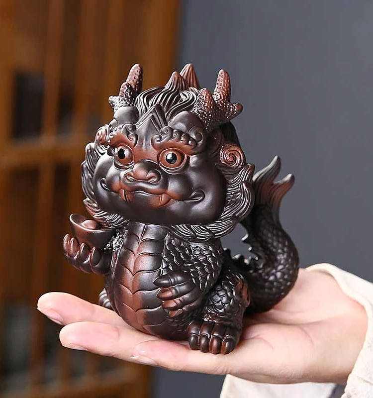 Purple pottery Chinese Dragon Tea Pet Living Room Tea Table Decoration Tea Ceremony Accessories Tea Tray Decoration