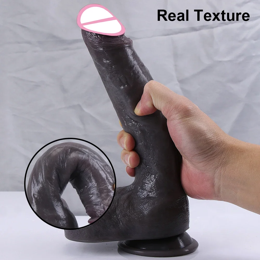 Realistic XXL Dildo Black Soft Silicone Big Penis Cheap Adult Sex Toy Thrusting Suction Cup For Women Strapon Female Masturbator