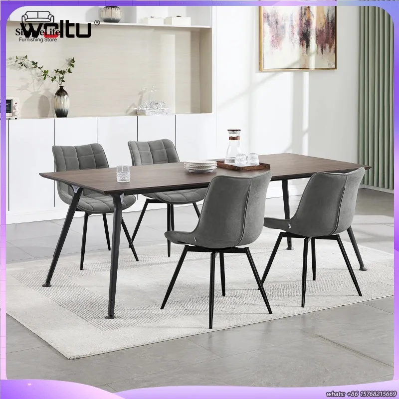 

2PCS Velvet Swivel Dining Chairs with Backrest Metal Legs Upholstered Restaurant Set for Kitchen Living Room Home Decor