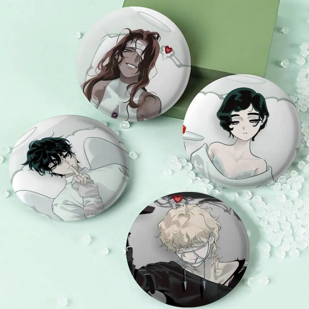 ALIEN STAGE Angel And Devil Snap-in Pins Cartoon Character Round Creative Brooches For Backpack Accessories Jewelry Gifts